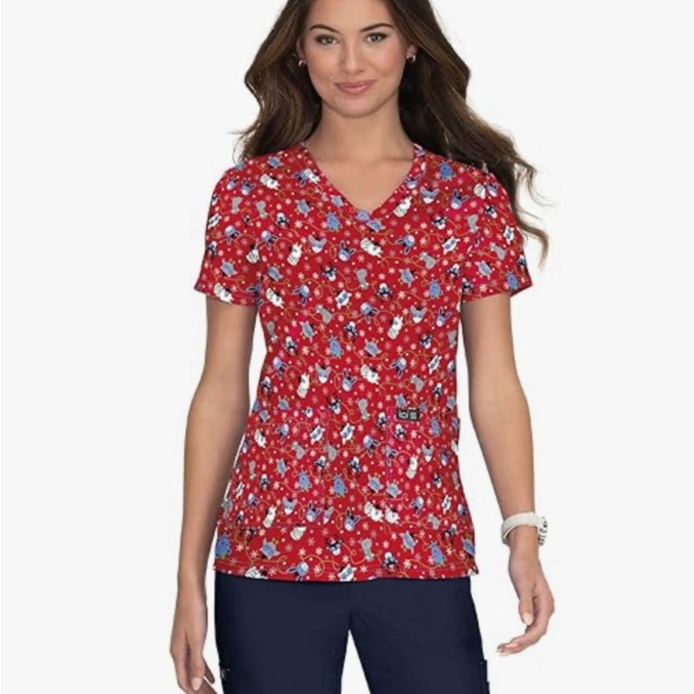 Koi basics Christmas scrub top